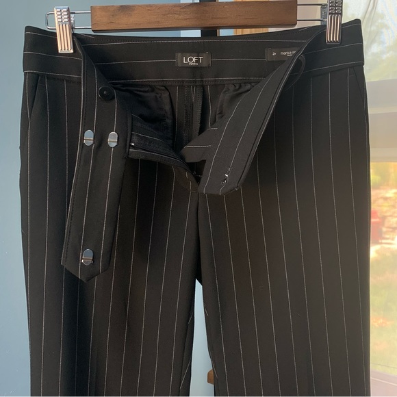 LOFT Black with White Pinstripe Marisa Trousers, Petite - Picture 4 of 7
